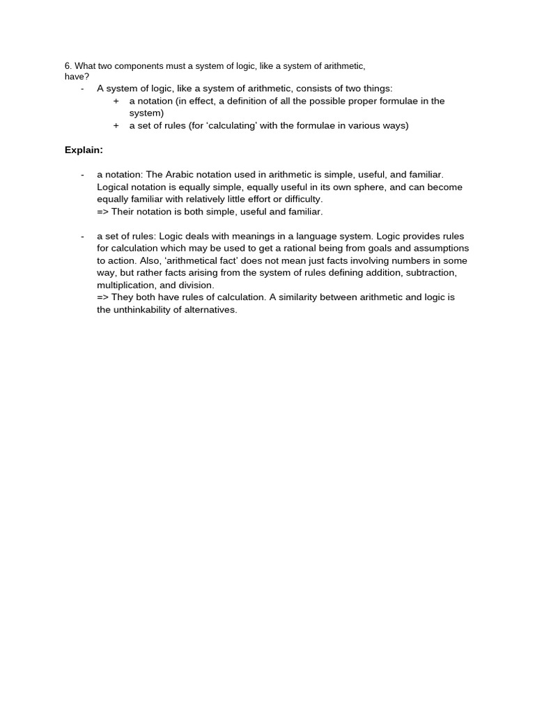 6 what two components must a system of logic like a system of