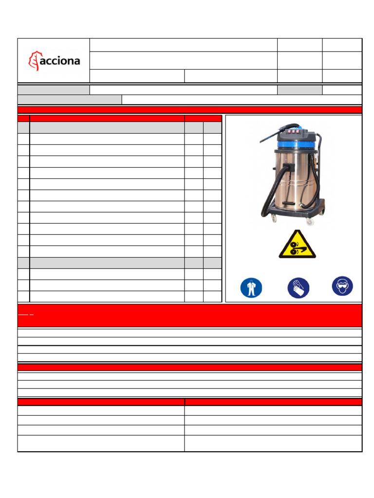 CL05C2-0-AG-C-00075 - Check List Aspiradora Idustrial Rev00 | PDF