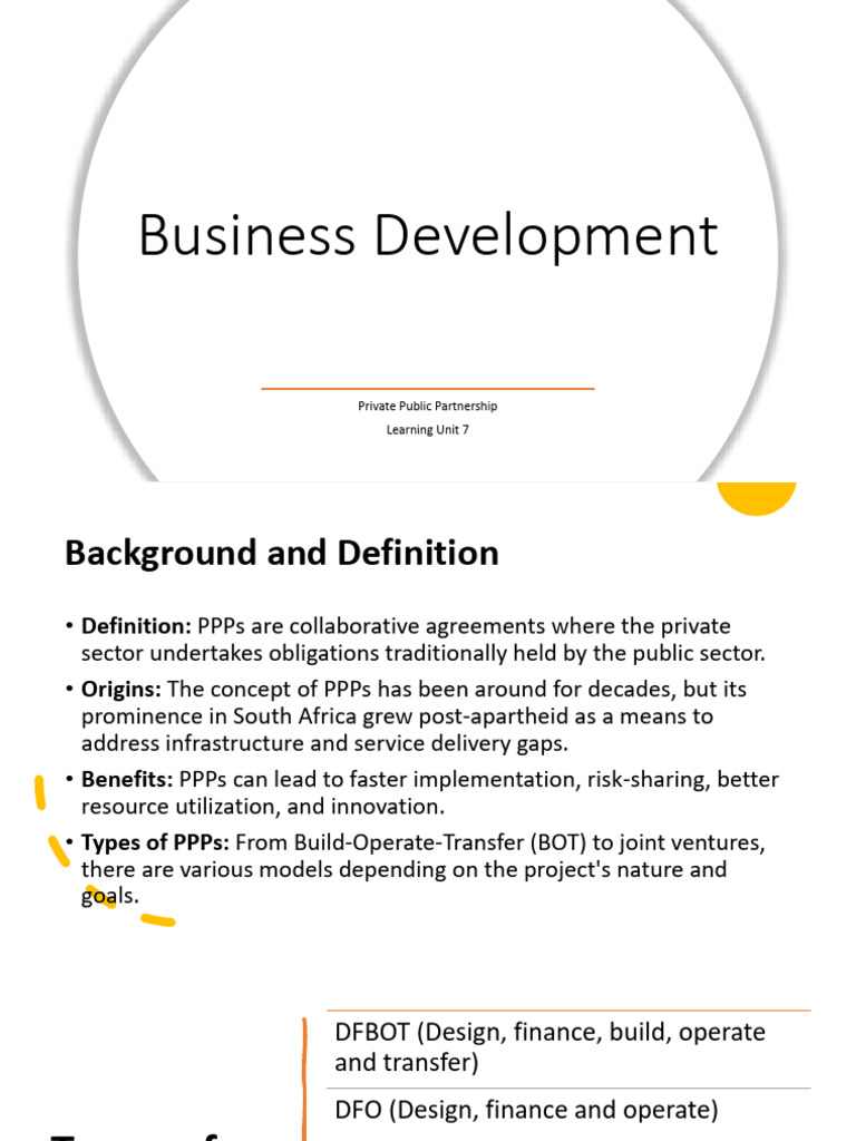Business Development Learning Unit 7 | PDF | Public–Private Partnership ...