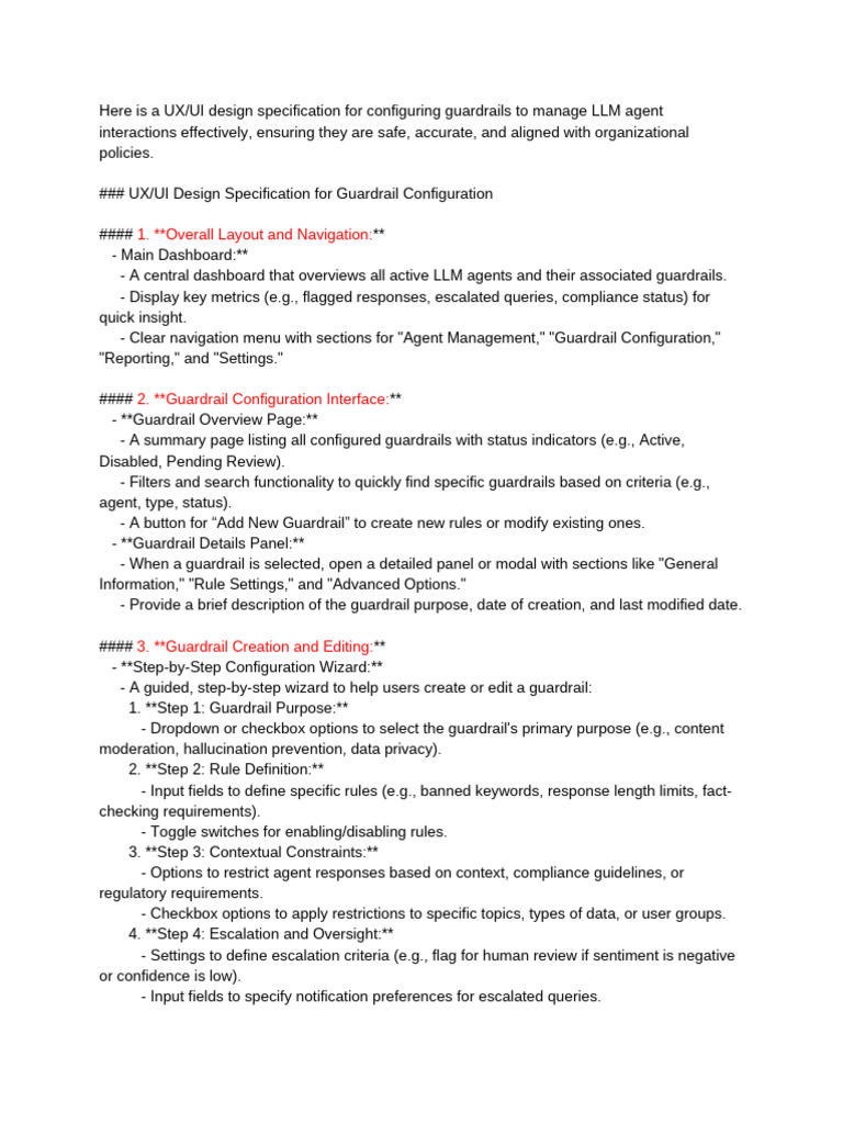 UX/UI Design for LLM Guardrail Setup | PDF | User Interface ...