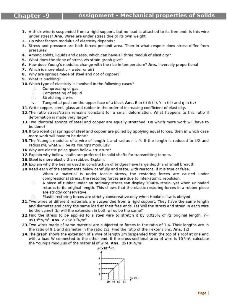 CH 9jshsh | PDF | Elasticity (Physics) | Young's Modulus