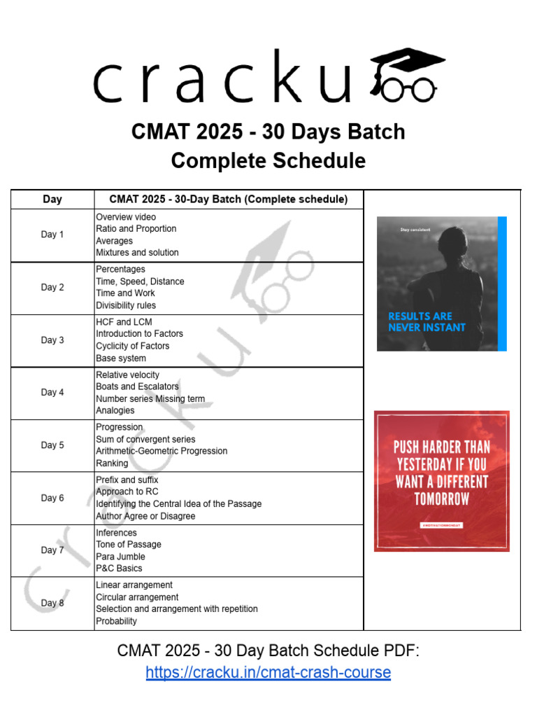 CMAT - 30 Day Batch Schedule | PDF | Circle | Triangle