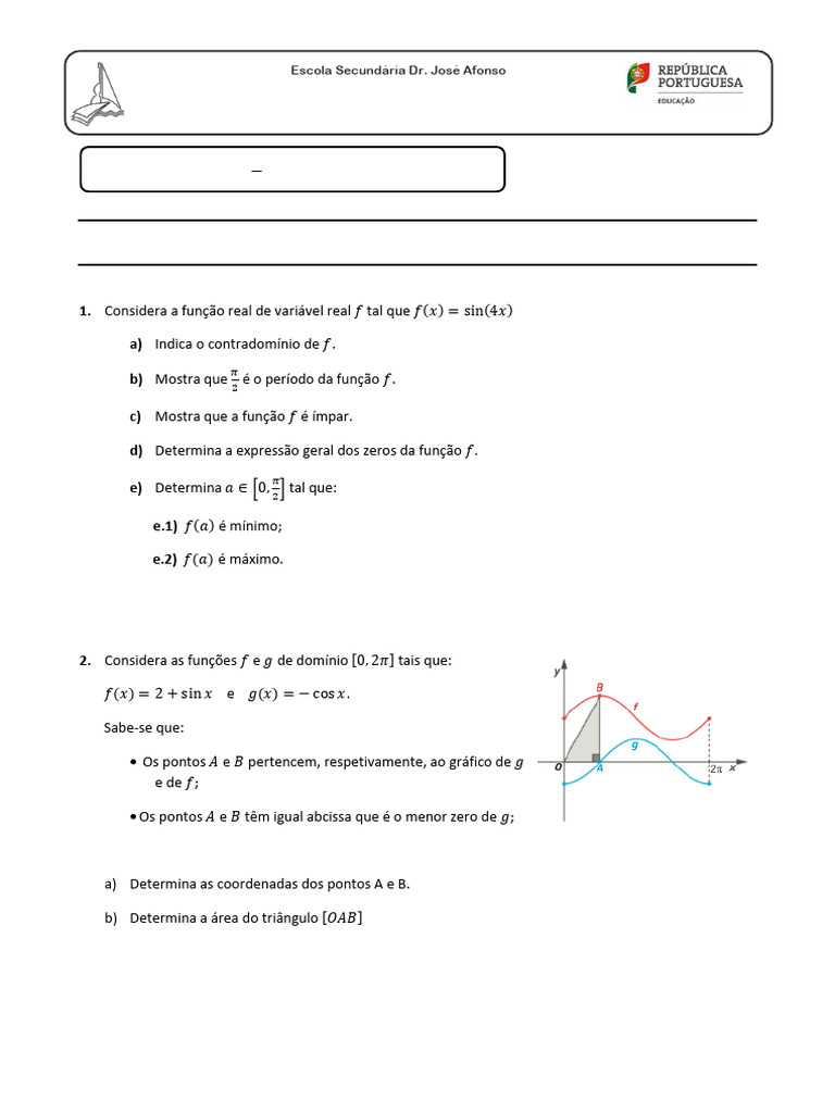 Funções Trigonométricas: Exercícios e Análises | PDF | Função ...