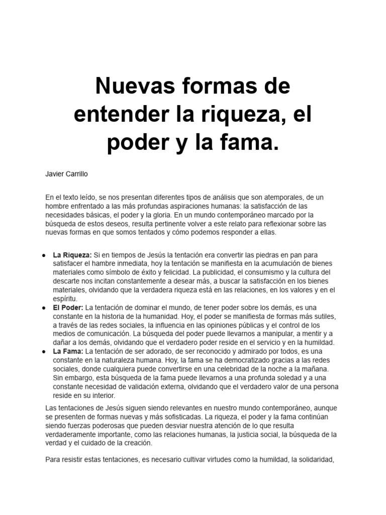 Riqueza, Poder y Fama: Reflexiones Actuales | PDF | Justicia | Crimen y ...