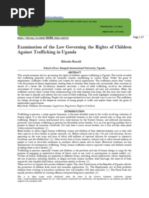 Examination of The Law Governing The Rights of Children Against