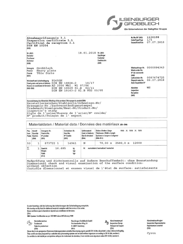 PL70 P265GH Disk DN900 | PDF