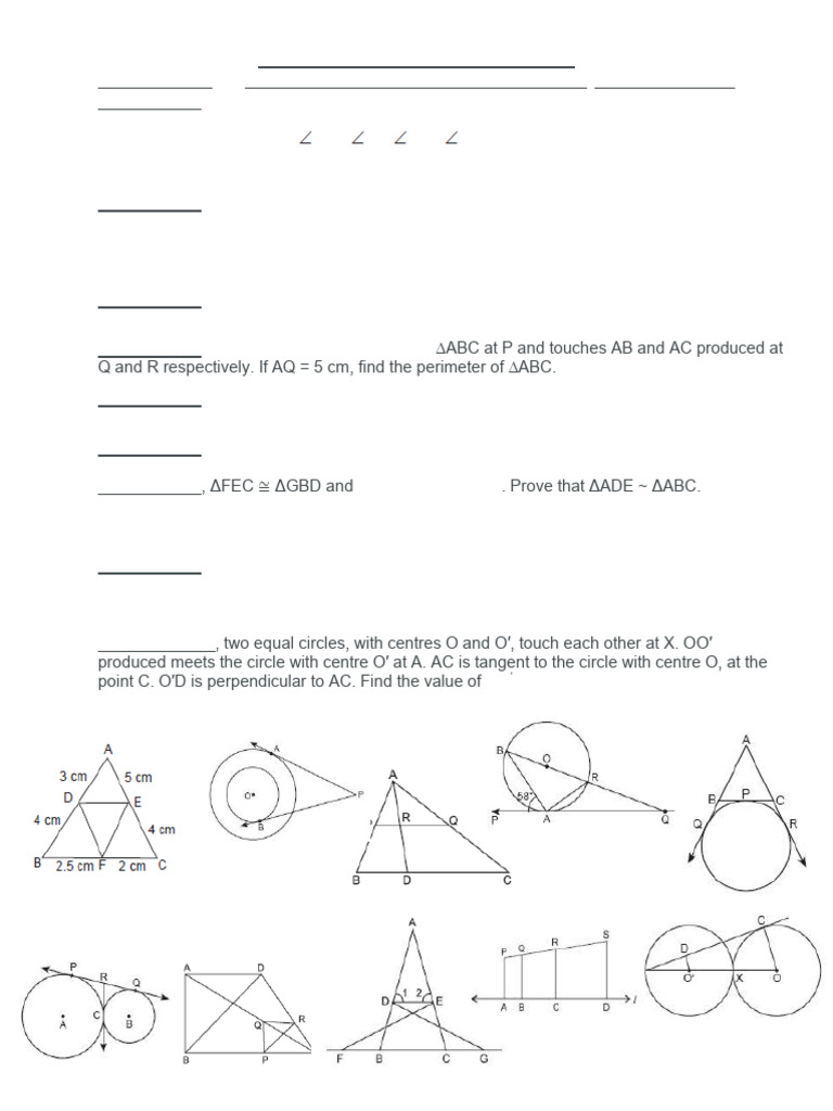 Class X Math Revision Test | PDF | Circle | Perpendicular