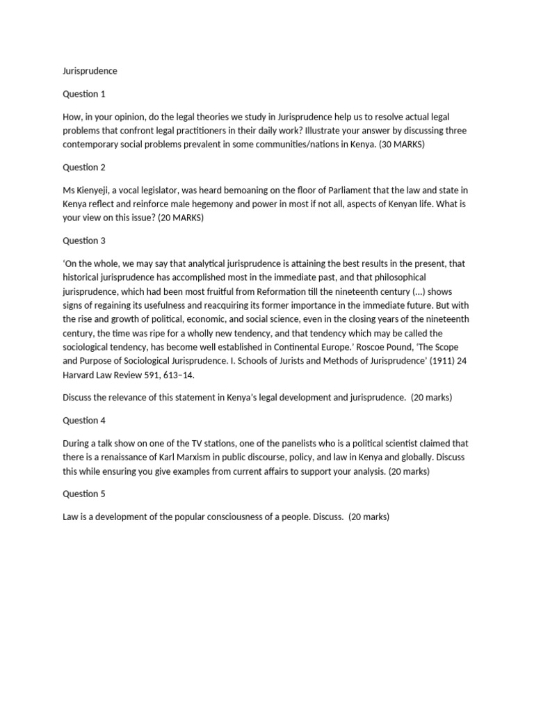 Jurisprudence Questions Pdf