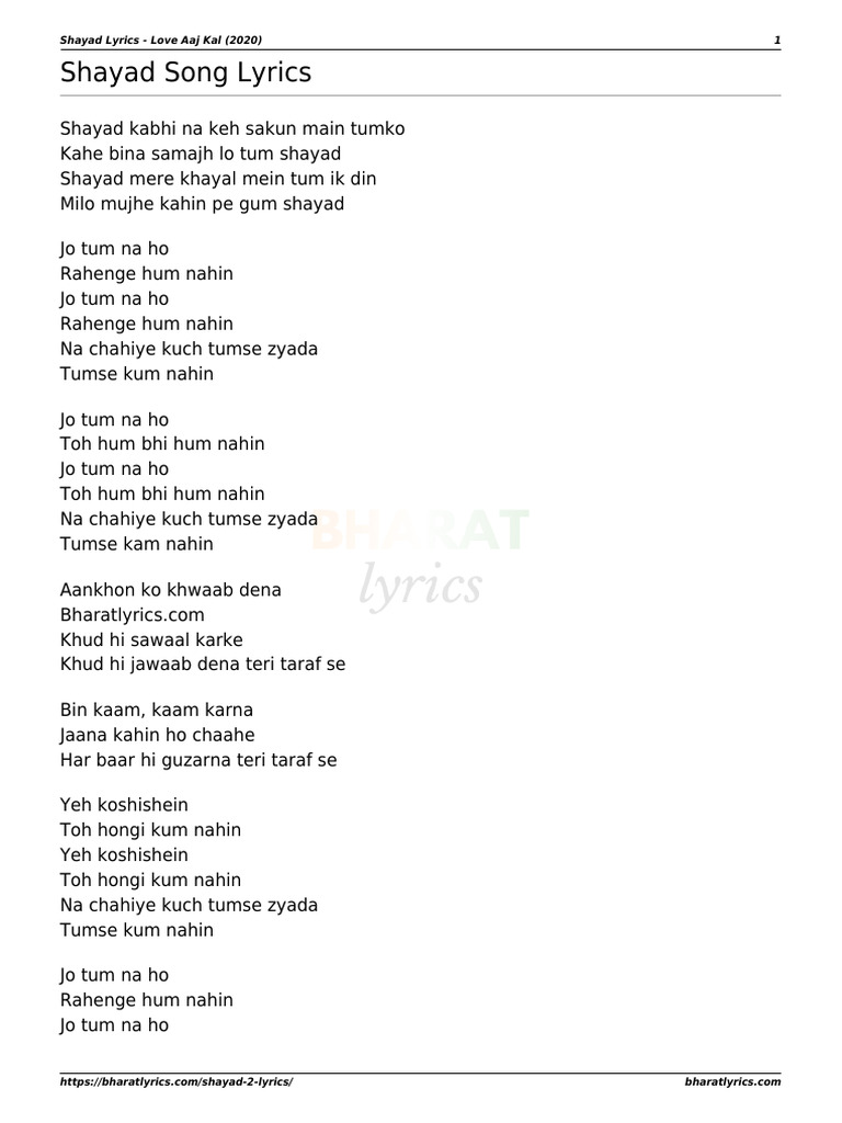 shayad-2-lyrics-pdf