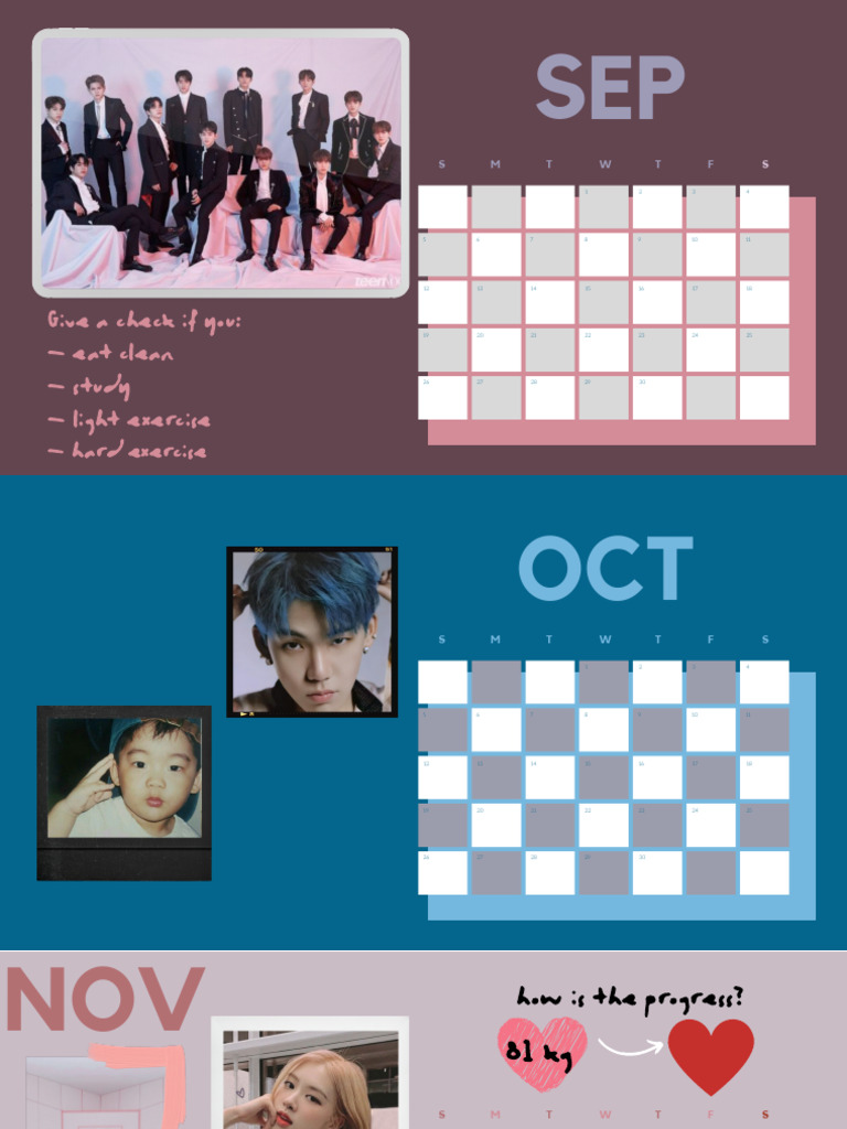 Dark Cerulean Shapes Weekly Calendar | PDF