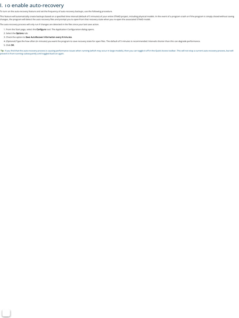 I to enable auto recovery pdf