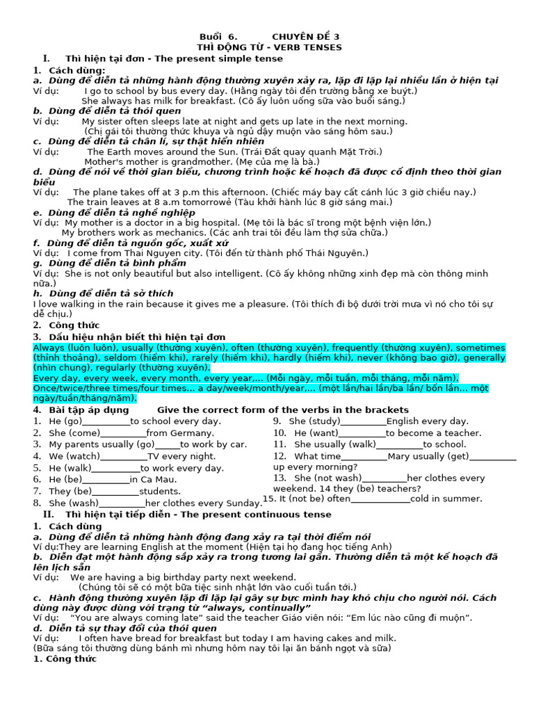 Bu I 6 - Thì | PDF