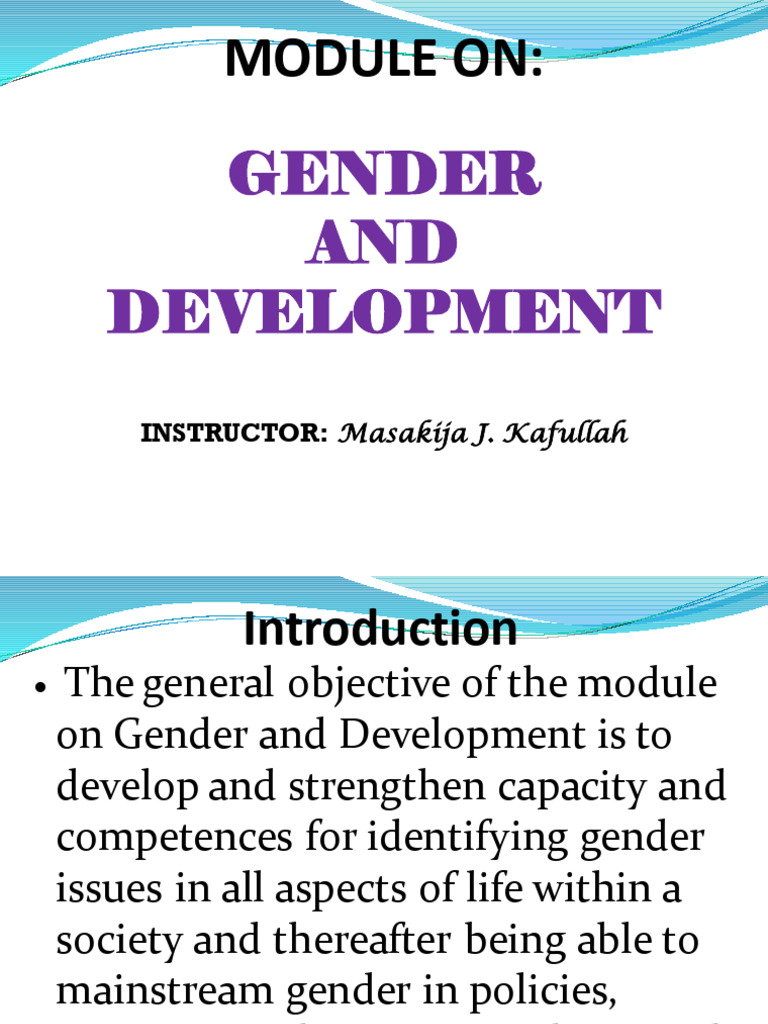 Module 2. Gender and Development - New-Udsm-Updated | PDF | Gender ...
