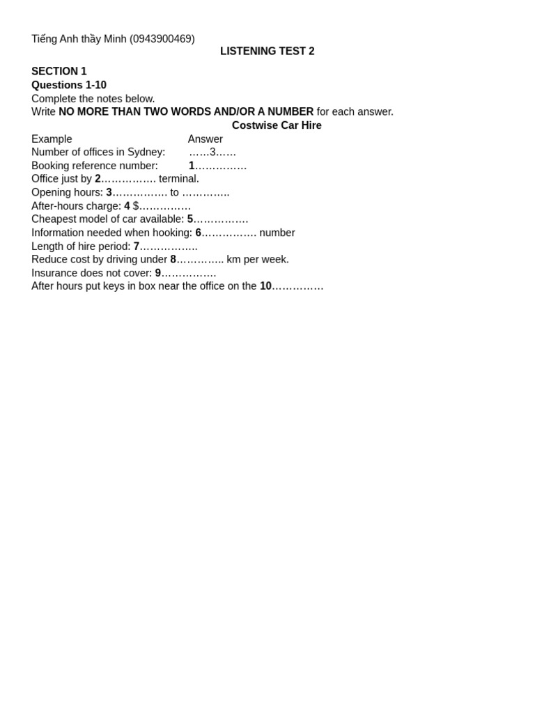Listening Test 2 | PDF