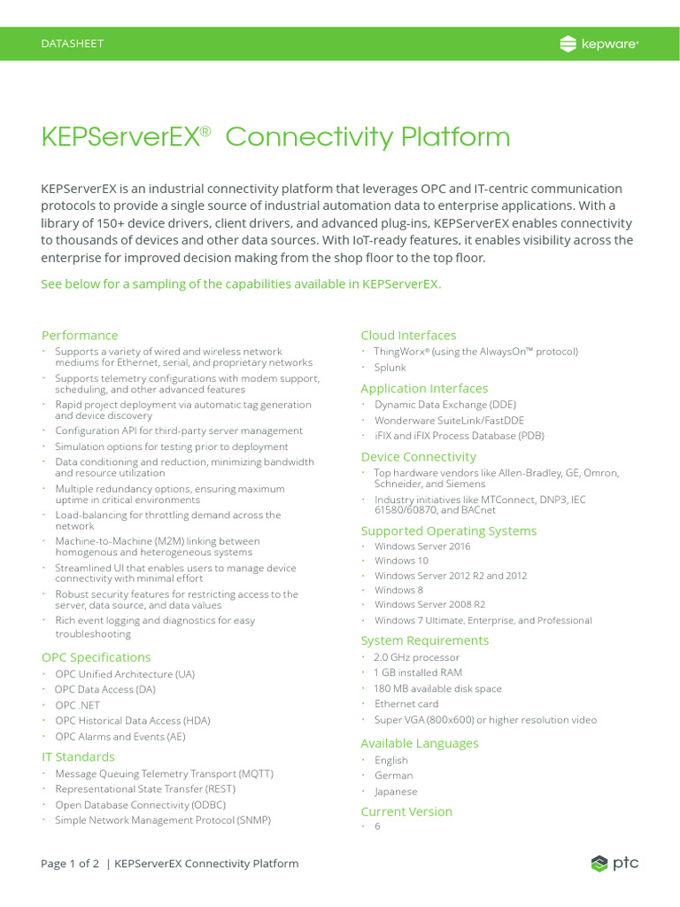 KEPServerEX Datasheet | PDF | Computer Network | Computer Security