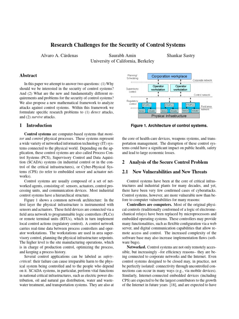 Security Challenges in Control Systems | PDF | Computer Security | Security