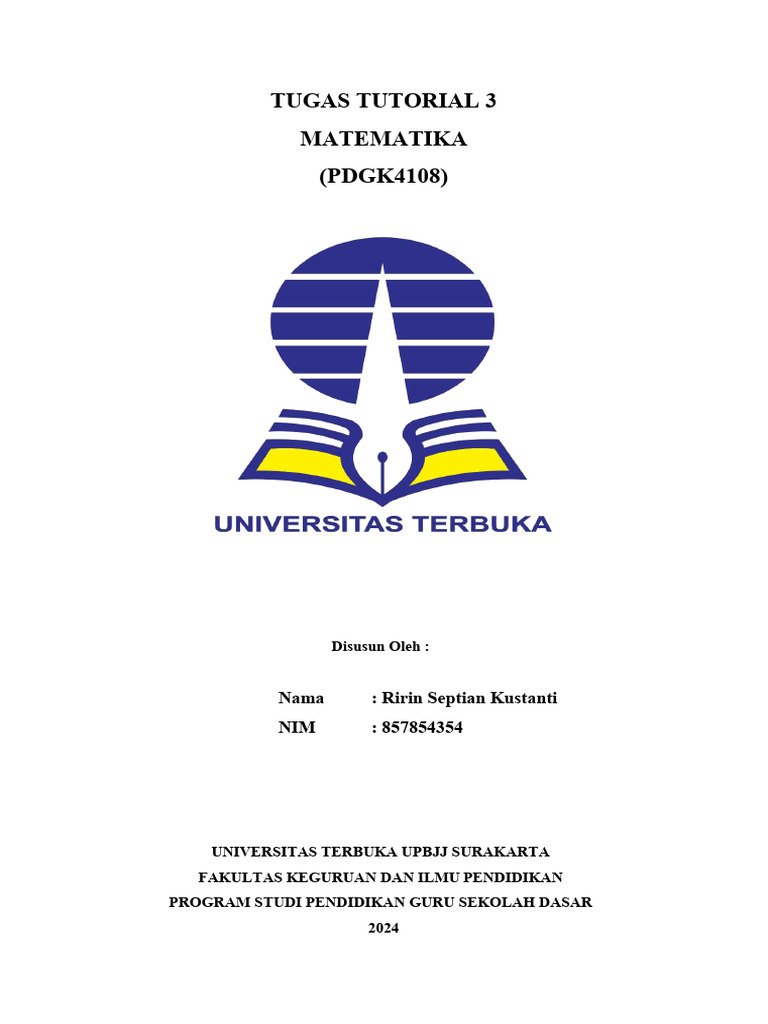 18 - 857854354 - Matematika - Ririnseptiank - Tugas Tutorial 3 | PDF