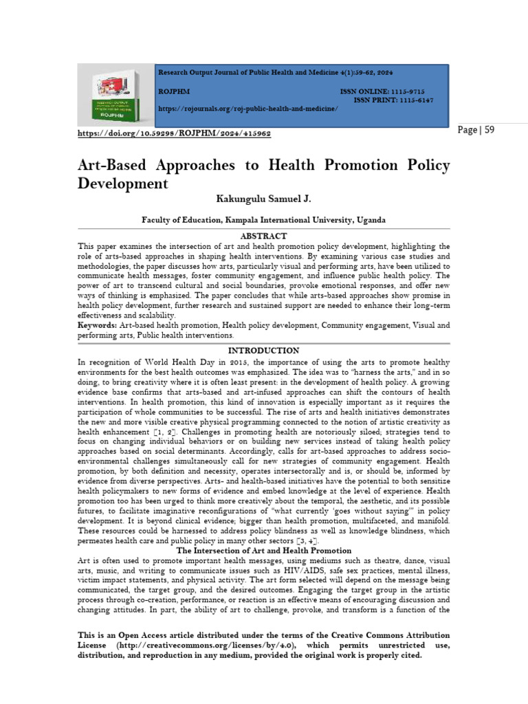 Art-Based Approaches To Health Promotion Policy Development (WWW - Kiu ...