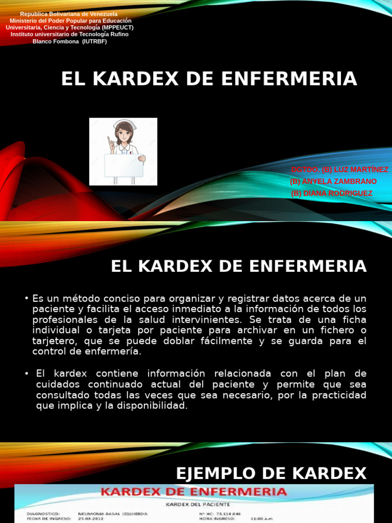 Exposicion El Kardex de Enfermeria | PDF | Enfermería | Medicina CLINICA