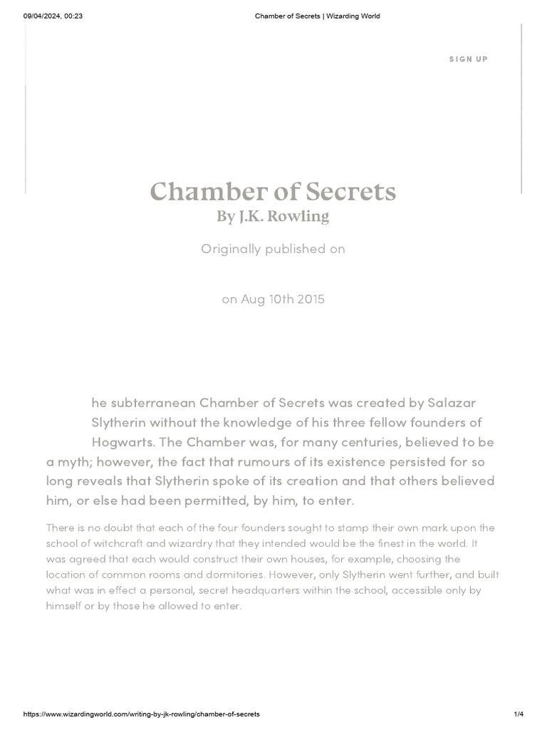 Chamber of Secrets Overview by J.K. Rowling | PDF | Harry Potter | Fantasy