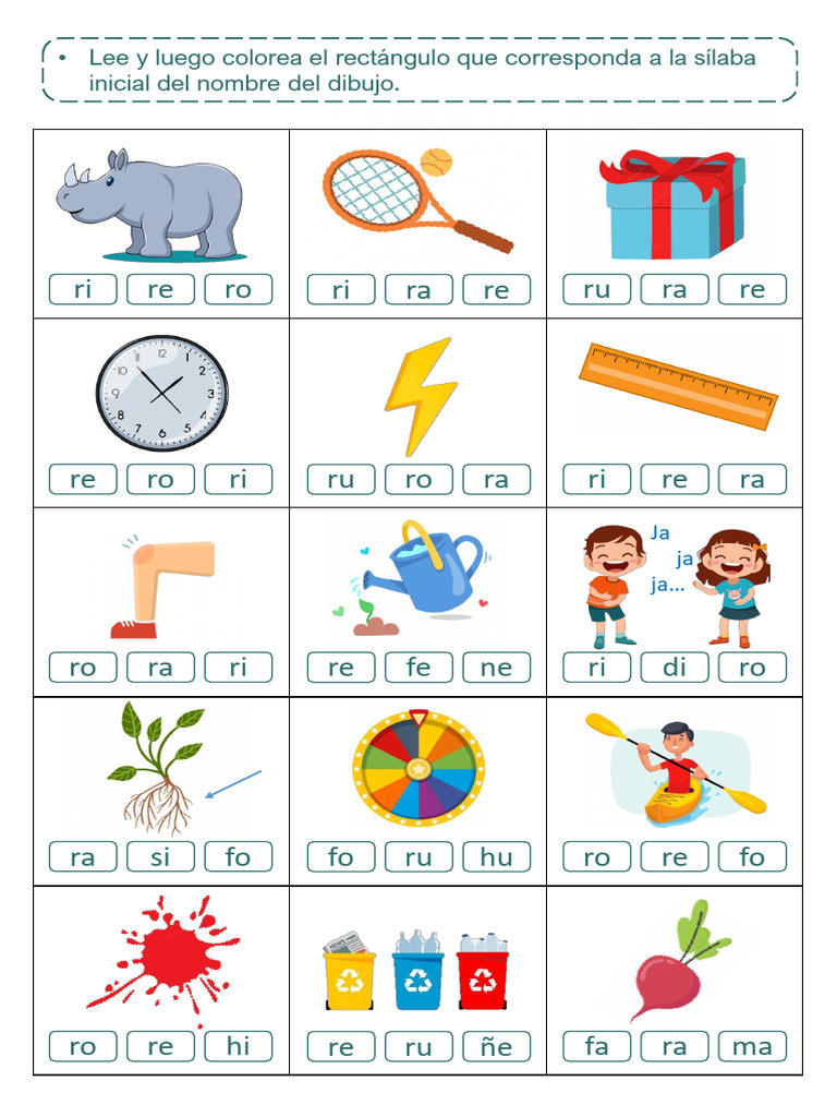 Actividades de sílabas con 