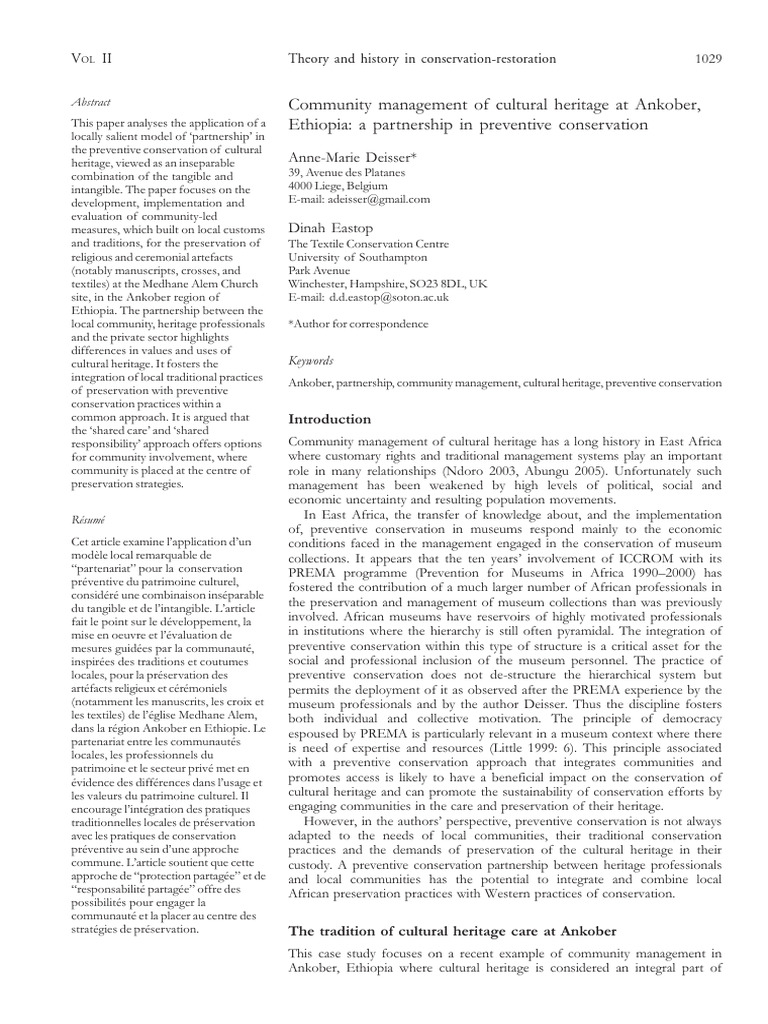 Community Heritage Management in Ankober | PDF | Cultural Heritage | Museum
