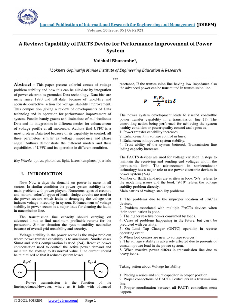 FACTS Devices for Power System Stability | PDF | Electric Power ...