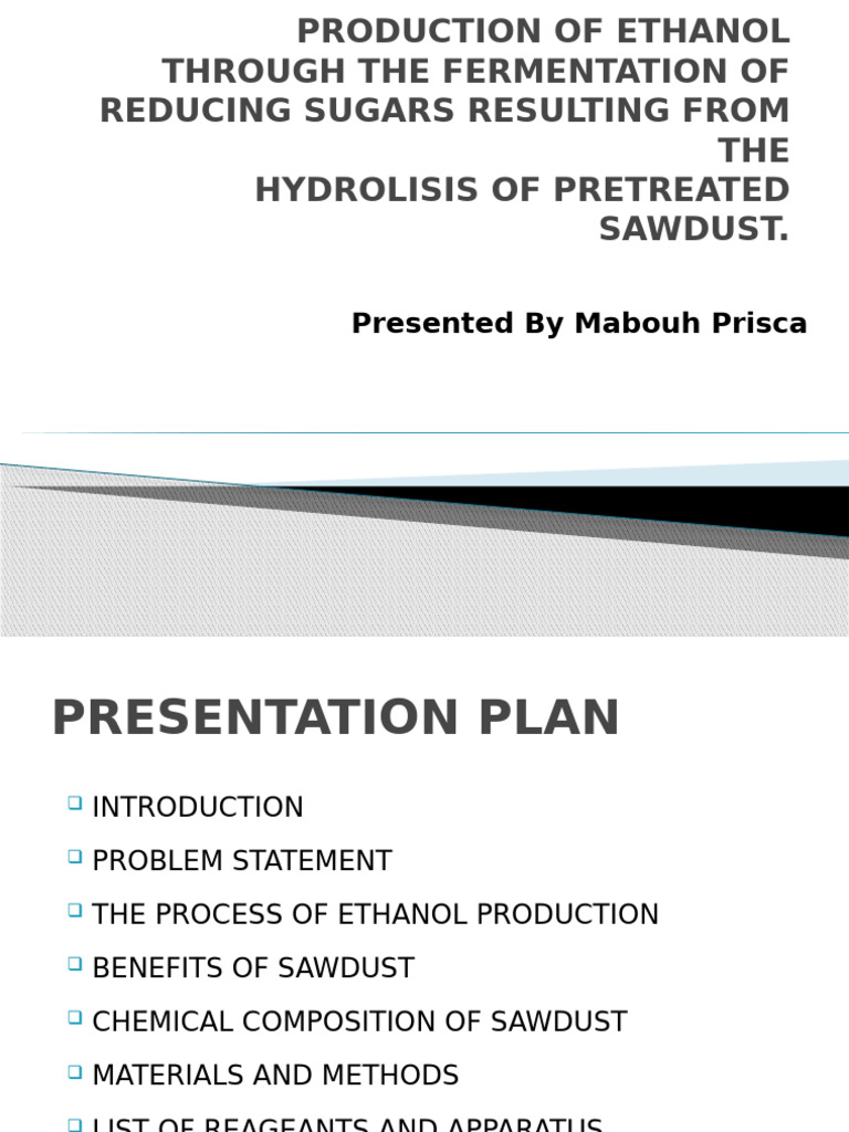 Ethanol Production from Sawdust Fermentation | PDF | Ethanol | Fermentation