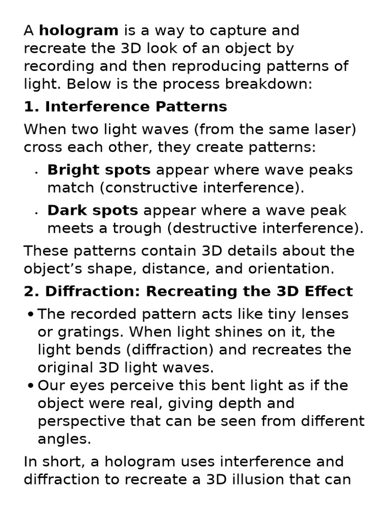 Hologram Creation and Applications | PDF