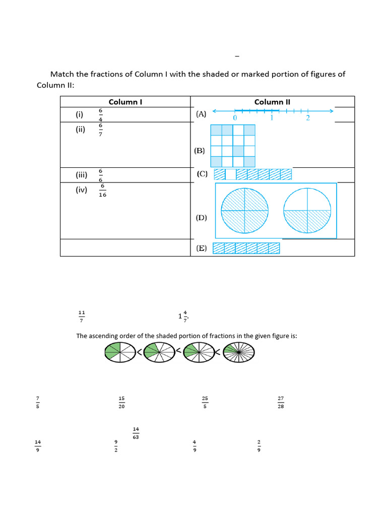 2024 - Worksheet - CH 7 Fraction | PDF | Mathematics | Numbers