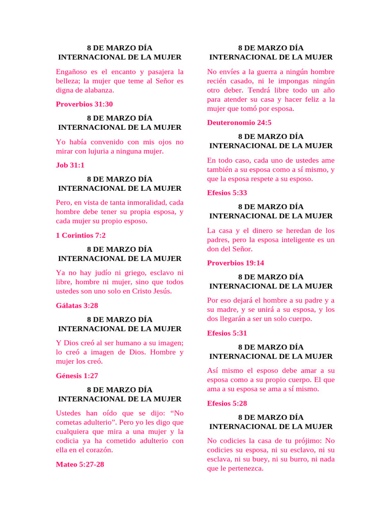 8 de Marzo Día Internacional de La Mujer | PDF | Cristo (título ...