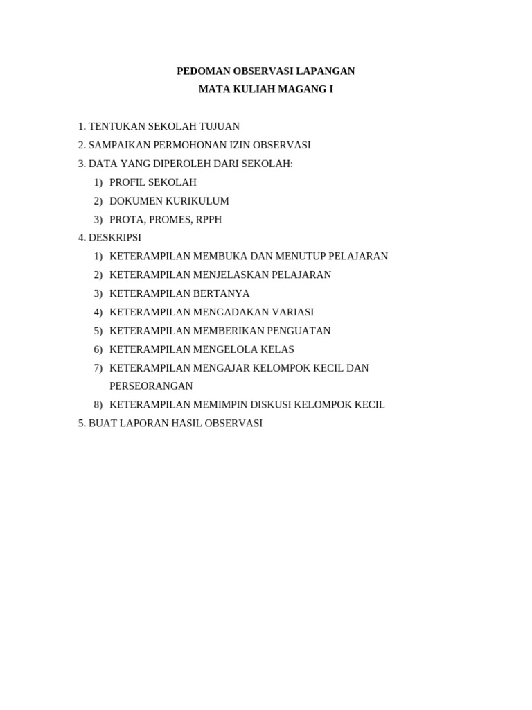 Instrumen Observasi | PDF