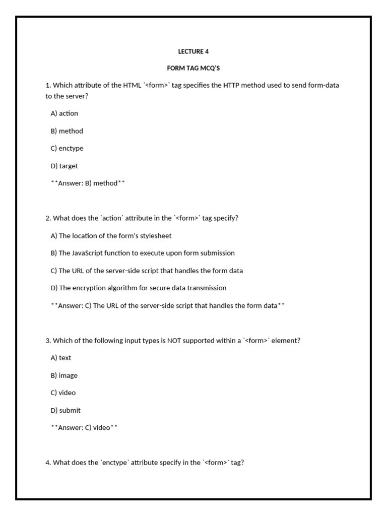 LECTURE 4 Questions | PDF