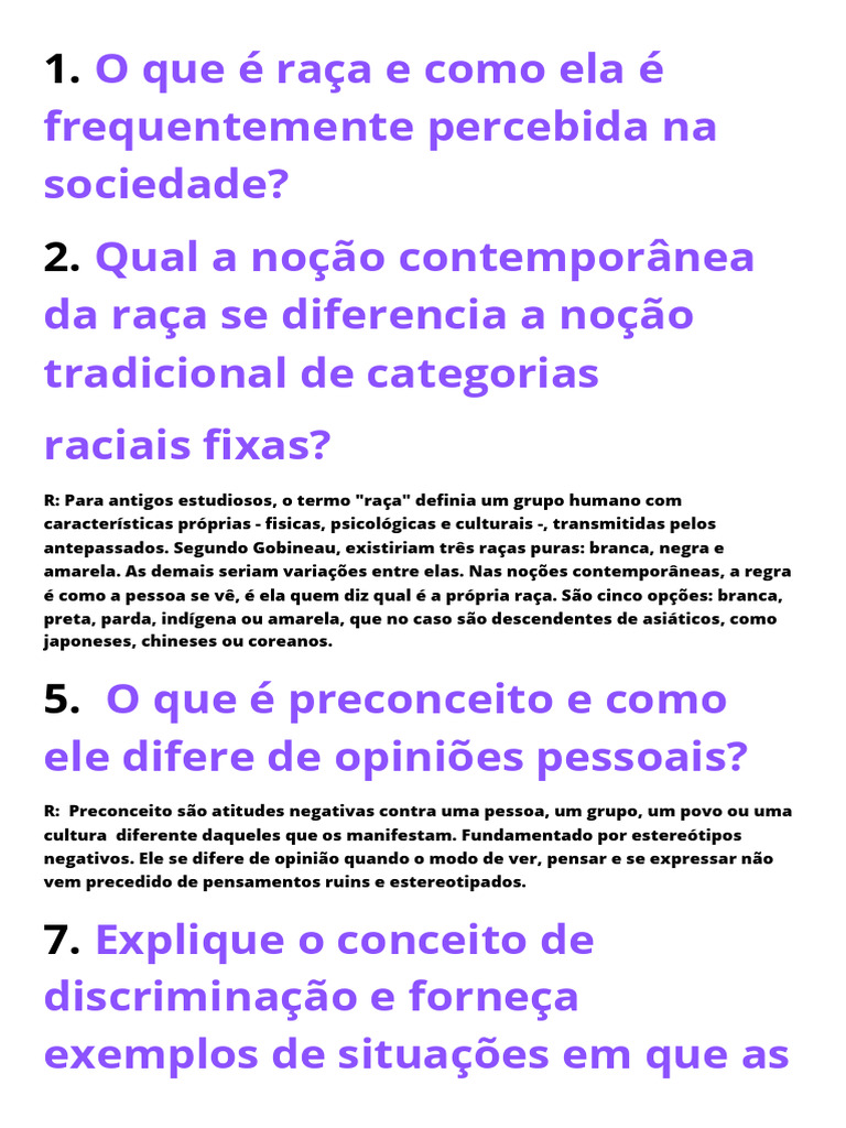 Raça, Preconceito e Discriminação Social | PDF | Raça (categorização ...