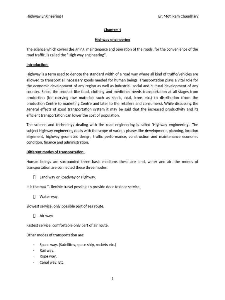 Introduction to Highway Engineering | PDF | Road | Transport