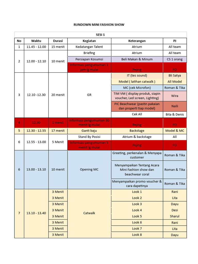 RUNDOWN MINI FASHION SHOW | PDF