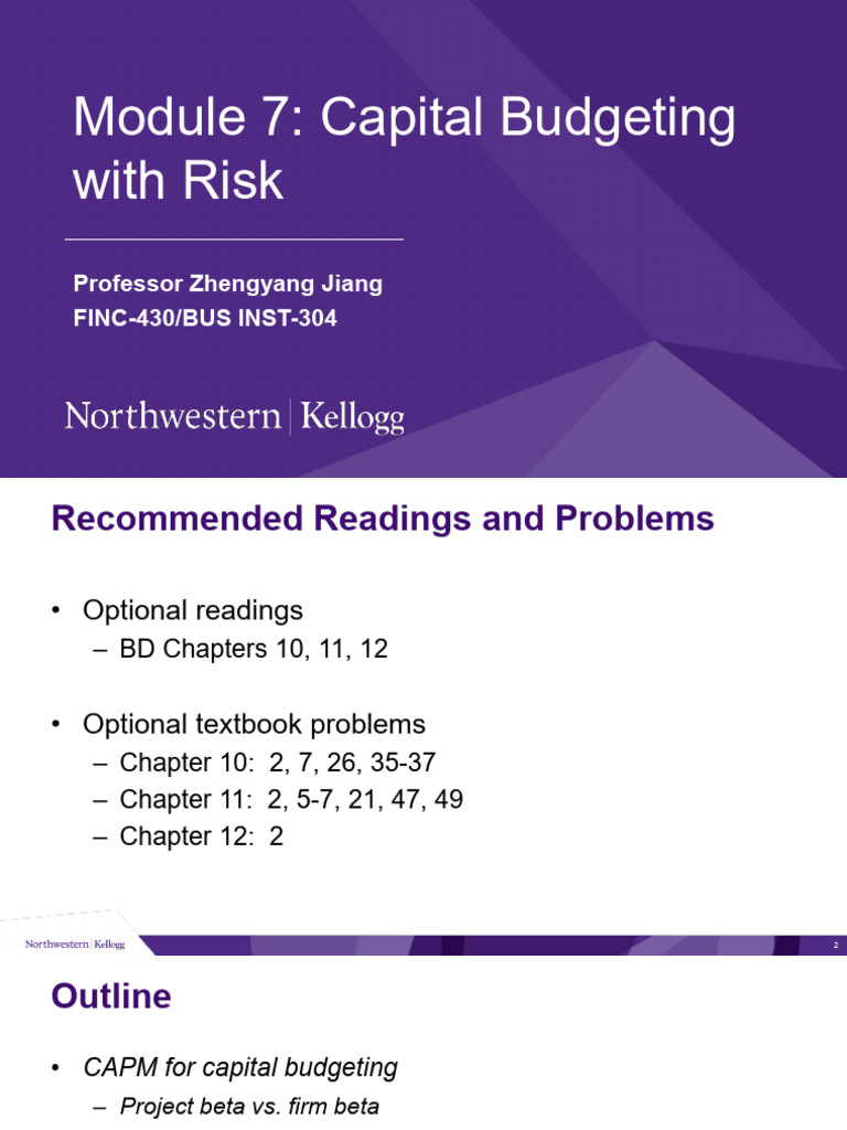 Module 7 Capital Budgeting With Risk | PDF | Cost Of Capital | Capital ...