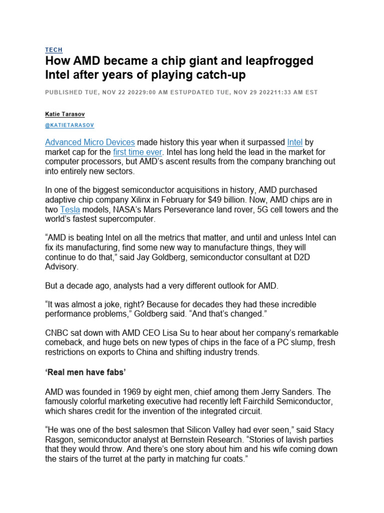 AMD Beating Intel | PDF | Intel | Central Processing Unit