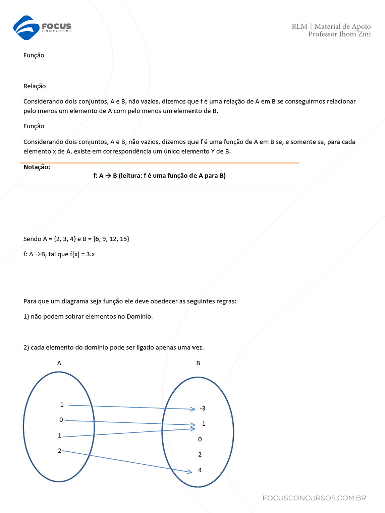 Funções Definições Básicas Parte I | PDF | Função (Matemática ...