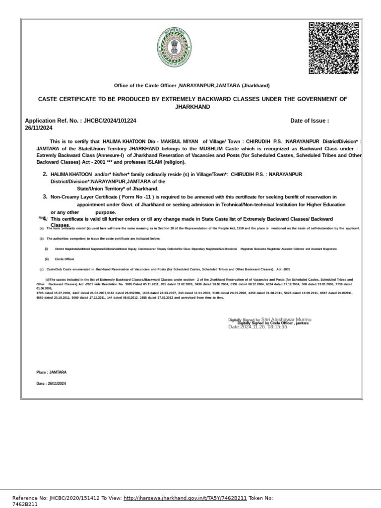 Caste Certificate | PDF | Government Of India | Politics Of India