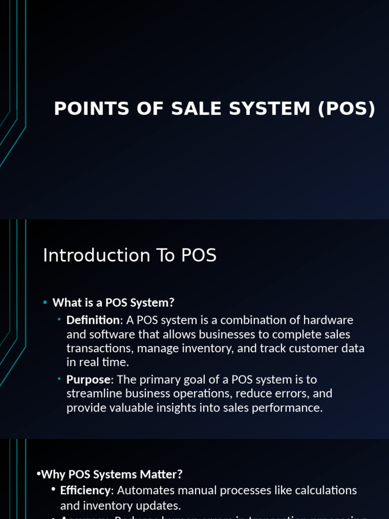 POS System Overview and Benefits | PDF | Point Of Sale | Receipt