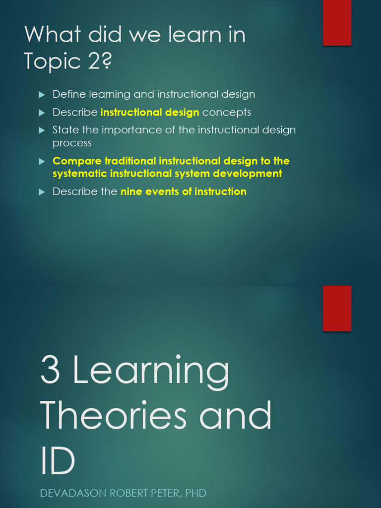 Learning Theories in Instructional Design | PDF | Constructivism ...