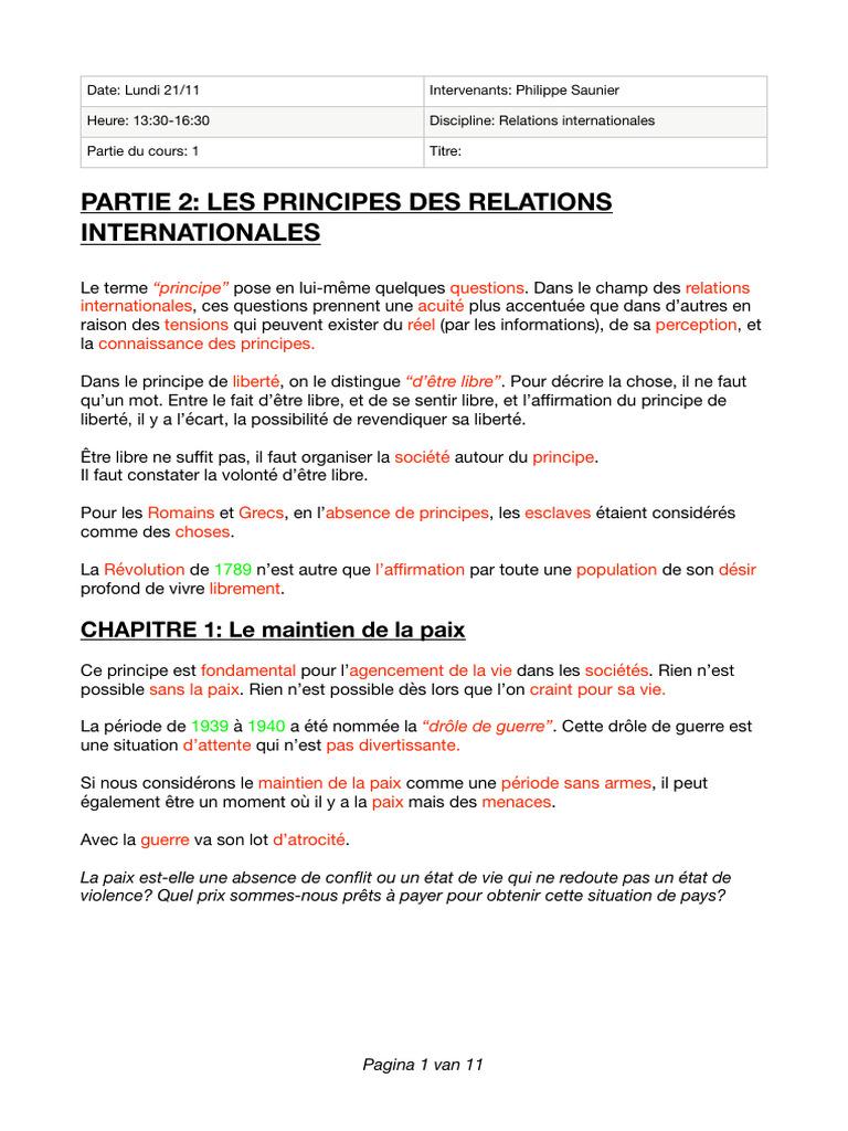 Principes des relations internationales | PDF | Traité sur la non ...
