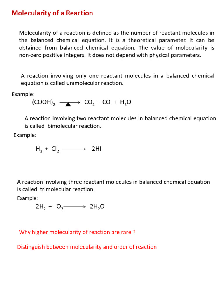Understanding Reaction Molecularity and Energy | PDF | Activation ...