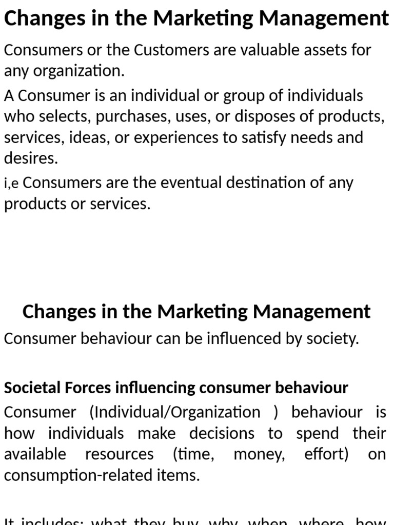 Changes in The Marketing Management | PDF | Marketing | Consumer Behaviour