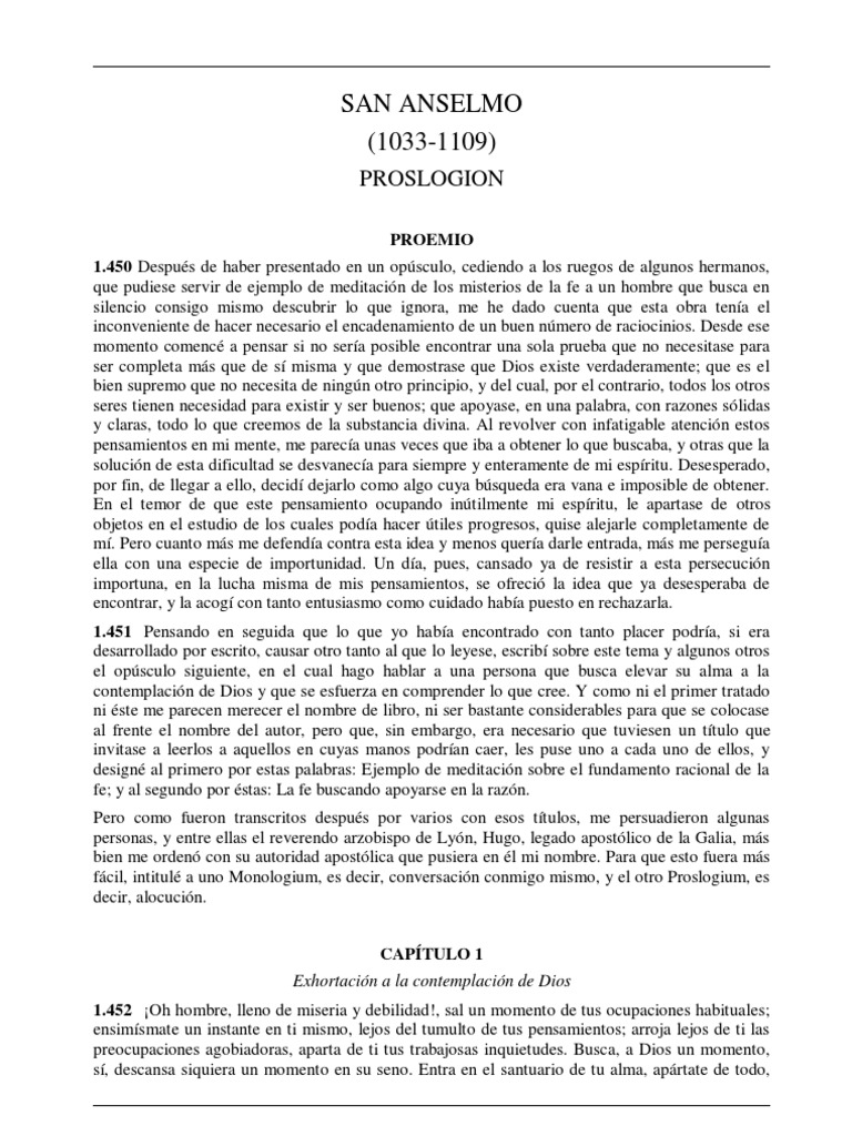 San Anselmo Pros Log Ion PDF Existencia Filosofía