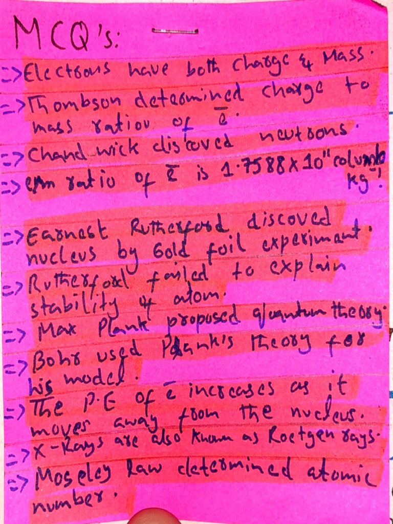 Atmoic structure mcqs pdf