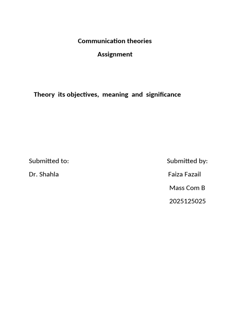 Communication Theories | PDF | Theory | Logic