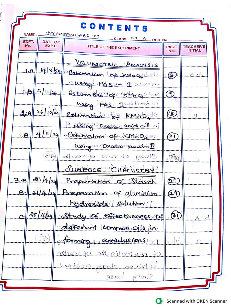Dates for Chemistry Record | PDF