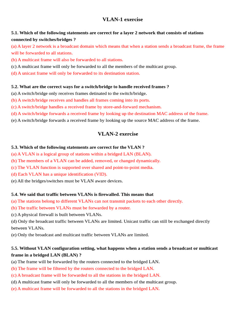 VLAN Network Configuration Exercises | PDF | Network Switch | Computer ...